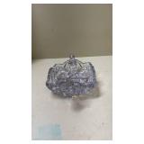 Vintage Purple Cut Glass Candy Dish