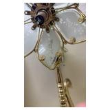 Vintage Brass Swan Table Lamp with Frosted Glass Petals