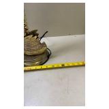 Vintage Brass Swan Table Lamp with Frosted Glass Petals