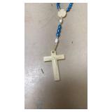 Vintage Blue and White Beaded Rosary with Crucifix