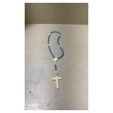 Vintage Blue and White Beaded Rosary with Crucifix