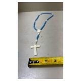 Vintage Blue and White Beaded Rosary with Crucifix