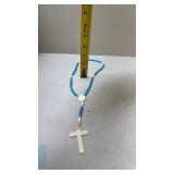 Vintage Blue and White Beaded Rosary with Crucifix