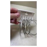 Silver-Tone Rhinestone Hoop Earrings Set