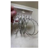 Silver-Tone Rhinestone Hoop Earrings Set