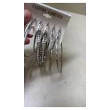 Silver-Tone Rhinestone Hoop Earrings Set