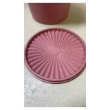 Vintage Pink Tupperware Container with Sunburst Lid