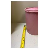 Vintage Pink Tupperware Container with Sunburst Lid