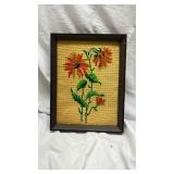 Vintage Framed Floral Needlepoint Artwork