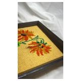Vintage Framed Floral Needlepoint Artwork