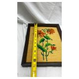 Vintage Framed Floral Needlepoint Artwork