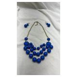 Vintage Royal Blue Bubble Statement Necklace Set