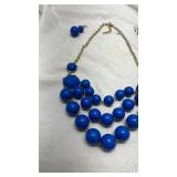 Vintage Royal Blue Bubble Statement Necklace Set