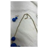 Vintage Royal Blue Bubble Statement Necklace Set