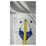 Vintage Royal Blue Bubble Statement Necklace Set