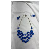 Vintage Royal Blue Bubble Statement Necklace Set