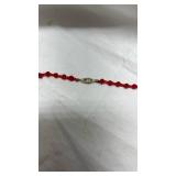 Vintage Red Glass Bead Tassel Necklace