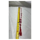 Vintage Red Glass Bead Tassel Necklace