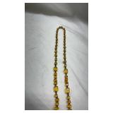 Vintage Amber Glass Bead Tassel Necklace