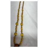 Vintage Amber Glass Bead Tassel Necklace