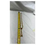 Vintage Amber Glass Bead Tassel Necklace