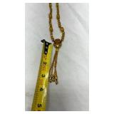 Vintage Amber Glass Bead Tassel Necklace