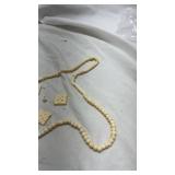 Vintage Carved Plastic to look like Bone Necklace with Floral Squares