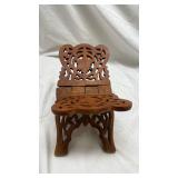 Vintage Wooden Book Stand with Intricate Carved Design