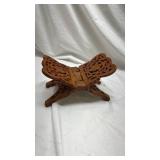 Vintage Wooden Book Stand with Intricate Carved Design