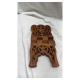 Vintage Wooden Book Stand with Intricate Carved Design