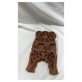 Vintage Wooden Book Stand with Intricate Carved Design