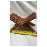 Vintage Wooden Book Stand with Intricate Carved Design
