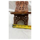 Vintage Wooden Book Stand with Intricate Carved Design