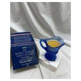 Vintage Avon Mount Vernon Cobalt Blue Fostoria Glass Sauce Pitcher Candle Holder