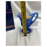 Vintage Avon Mount Vernon Cobalt Blue Fostoria Glass Sauce Pitcher Candle Holder