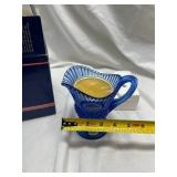 Vintage Avon Mount Vernon Cobalt Blue Fostoria Glass Sauce Pitcher Candle Holder