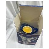 Vintage Avon Mount Vernon Cobalt Blue Fostoria Glass Sauce Pitcher Candle Holder
