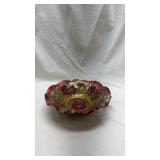 Vintage Floral Glass Bowl with Rose Pattern