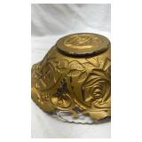 Vintage Floral Glass Bowl with Rose Pattern