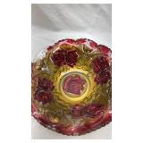 Vintage Floral Glass Bowl with Rose Pattern