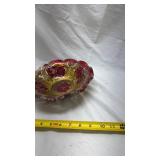Vintage Floral Glass Bowl with Rose Pattern