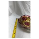 Vintage Floral Glass Bowl with Rose Pattern