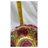 Vintage Floral Glass Bowl with Rose Pattern