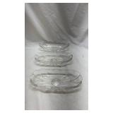 Vintage Clear Glass Sunburst Celery Dishes Set of 3