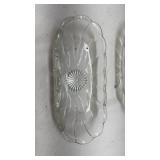 Vintage Clear Glass Sunburst Celery Dishes Set of 3