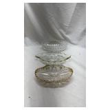 Vintage Cut Glass Serving Plates with Gold Trim Qty:3