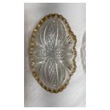 Vintage Cut Glass Serving Plates with Gold Trim Qty:3
