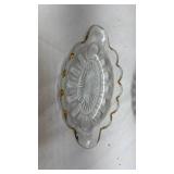 Vintage Cut Glass Serving Plates with Gold Trim Qty:3