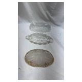 Vintage Cut Glass Serving Plates with Gold Trim Qty:3