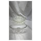 Vintage Clear Glass Footed Compote Dish